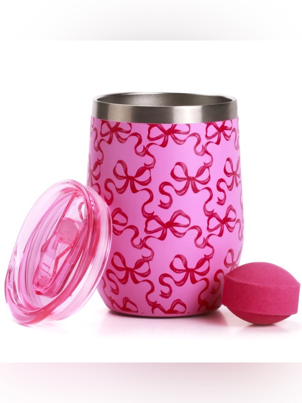Hi Peach Layne Bow Tumbler & Bath Bomb Gift Set Pink NWT